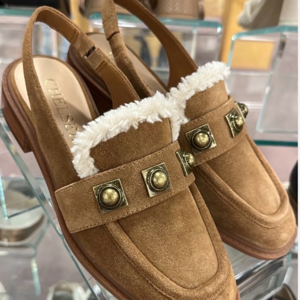 Chelsea and Violet Lundin Suede Slingback Shoes Size 8